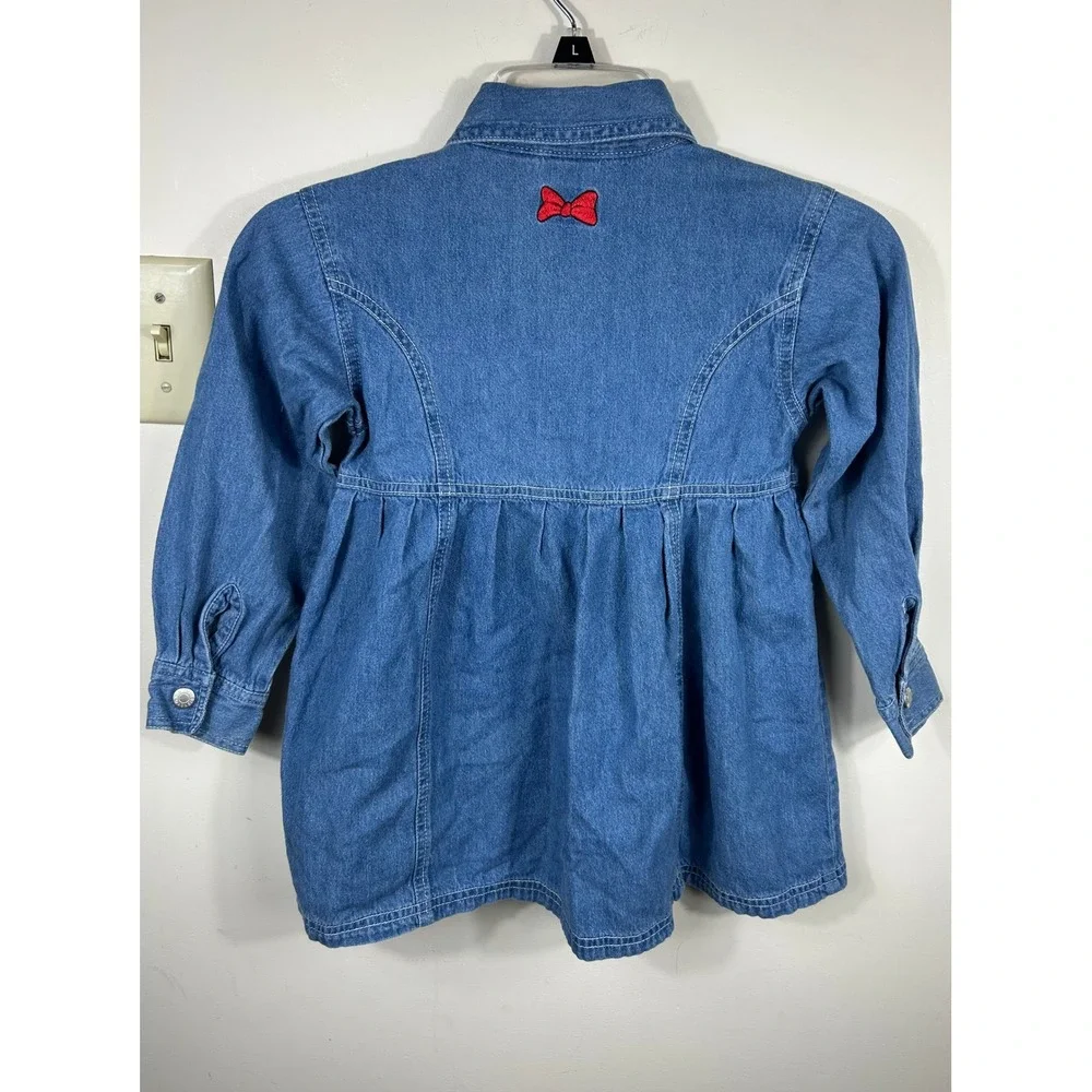 VTG Disney Store Denim Dress Girls 4/5‎ Mickey Minnie Mouse Embroidered 90s